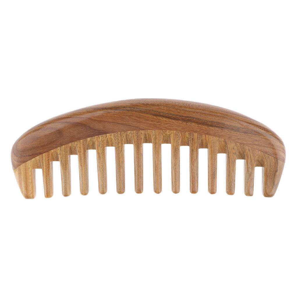 Wide Tooth Green Sandalwood Comb for Hair Smooth & Scalp Relax + Oval Portable