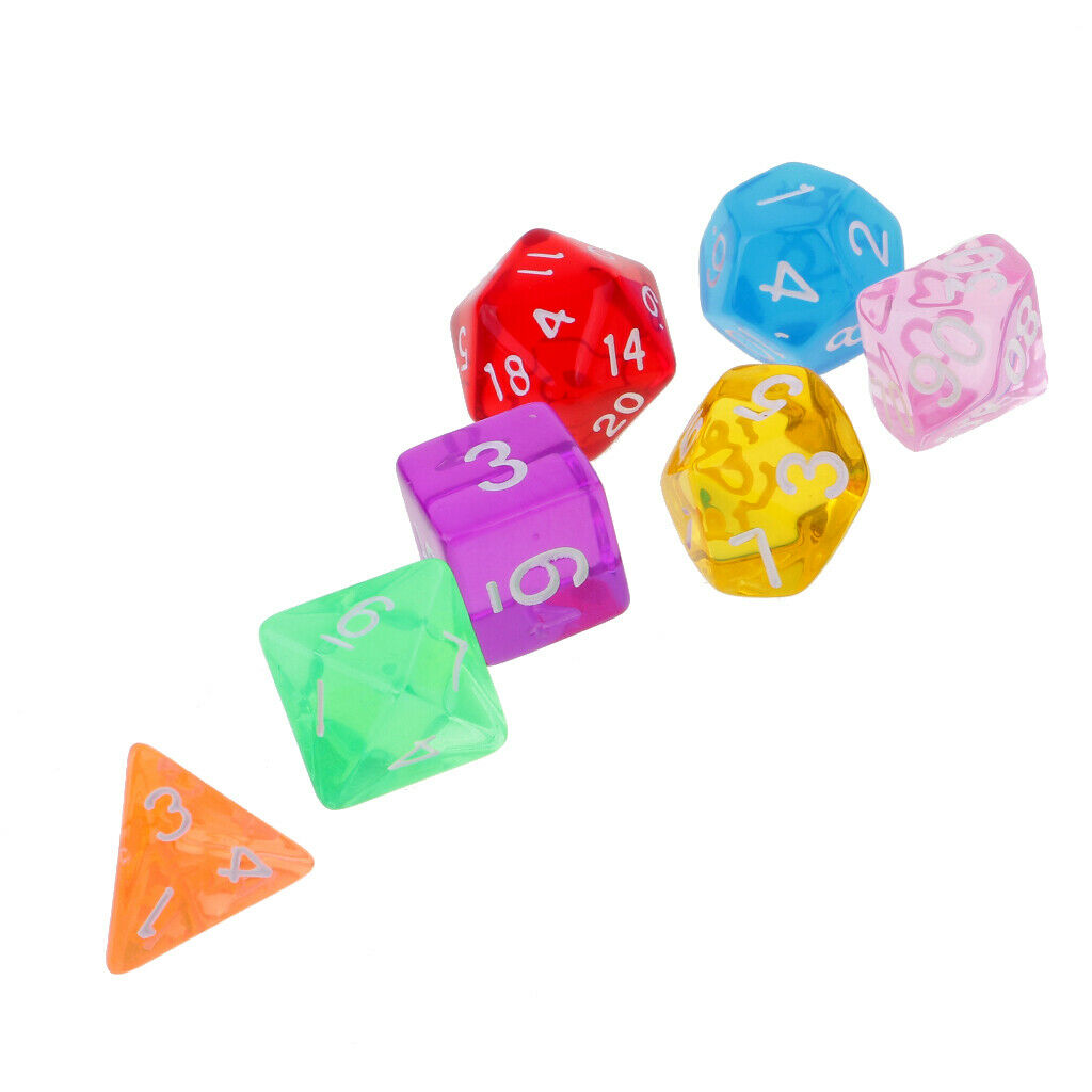 Transparent 7-Colors Multi-side Dices D4-D20 for DND MTG Party Games #3
