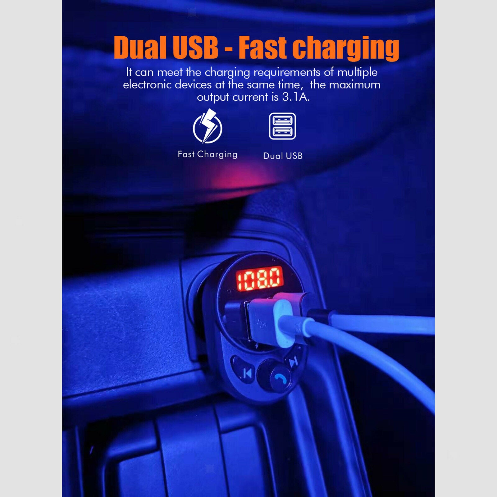 Portable FM Transmitter Bluetooth Car Kit MP3 Music TF Card AUX Player