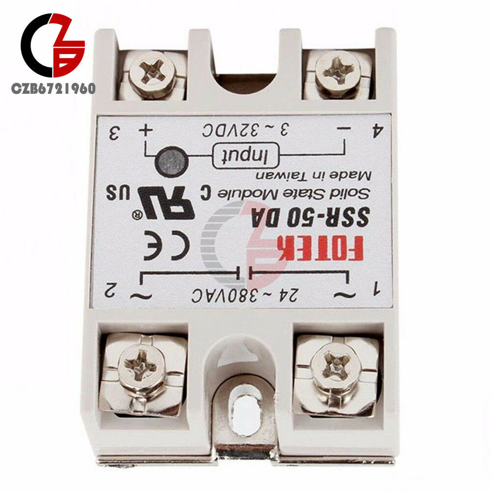3-32V DC to AC 24-380V 50A 250V SSR-50DA Solid State Relay Module Current 3-25mA