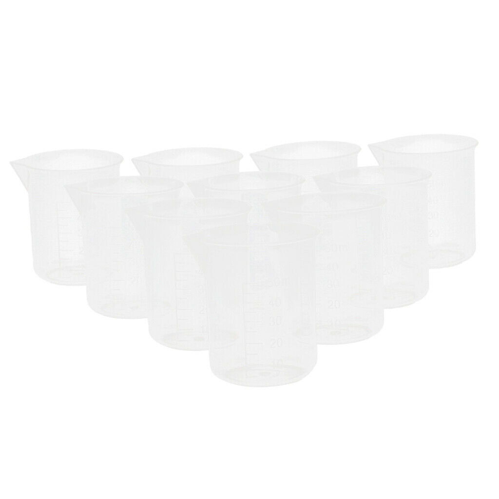 20 Pcs 50ml Plastic Clear Graduated Measuring Cups Beakers for Lab, Kitchen,