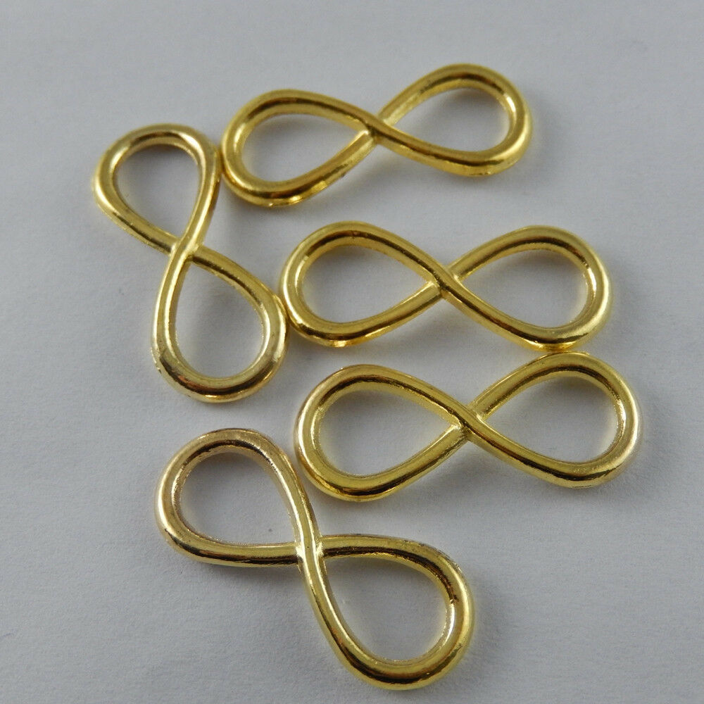 20 pcs  Golden Alloy Infinity Sign Pendant DIY Jewelry Making Connectors 31x13mm