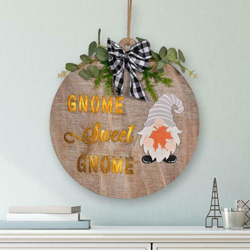 Green Leaf Plaid Bow Glowing Christmas Gnome Front Door Hanger Decor with Parts