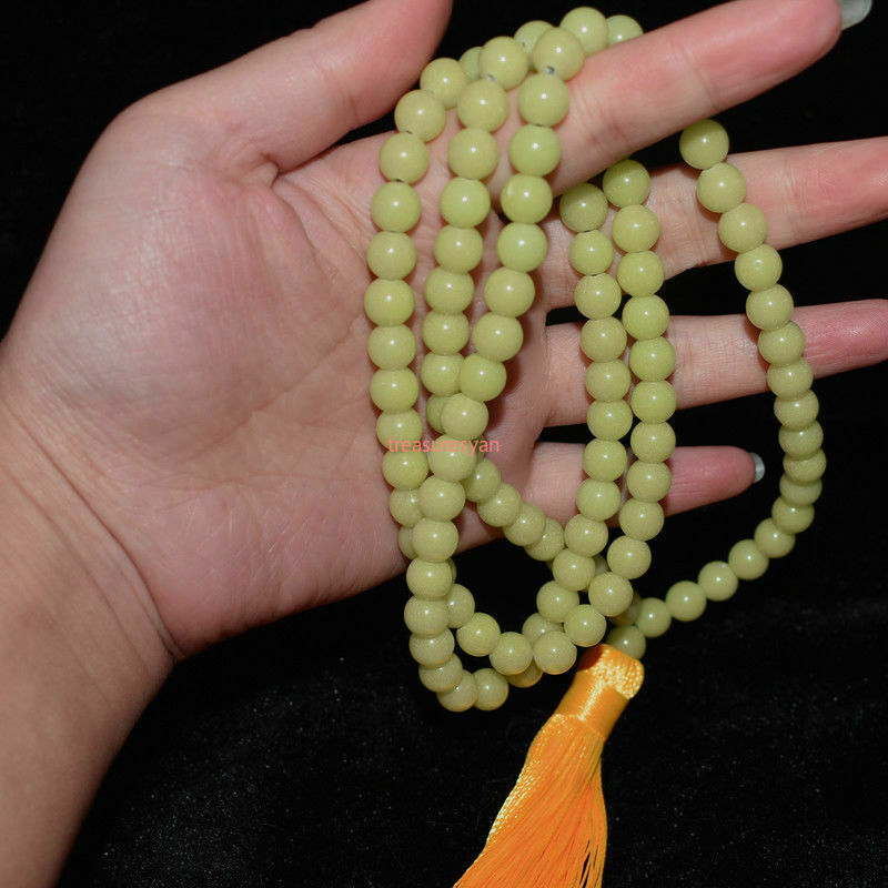 108pcs Natural Luminous Green Fluorite Beads Glow In The Dark Chain Tassel 8MM