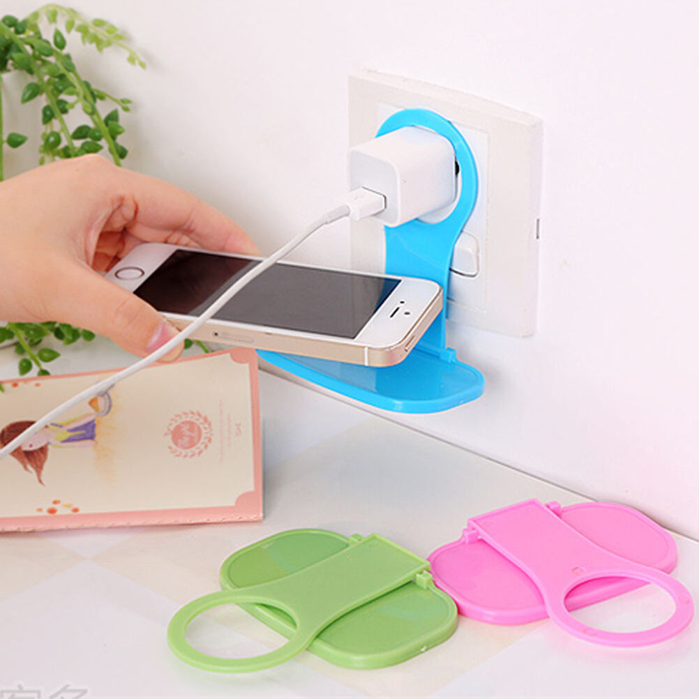 Foldable Cell Phone Charging Rack Holder Wall Charger Adapter Hanger Shelf.l8