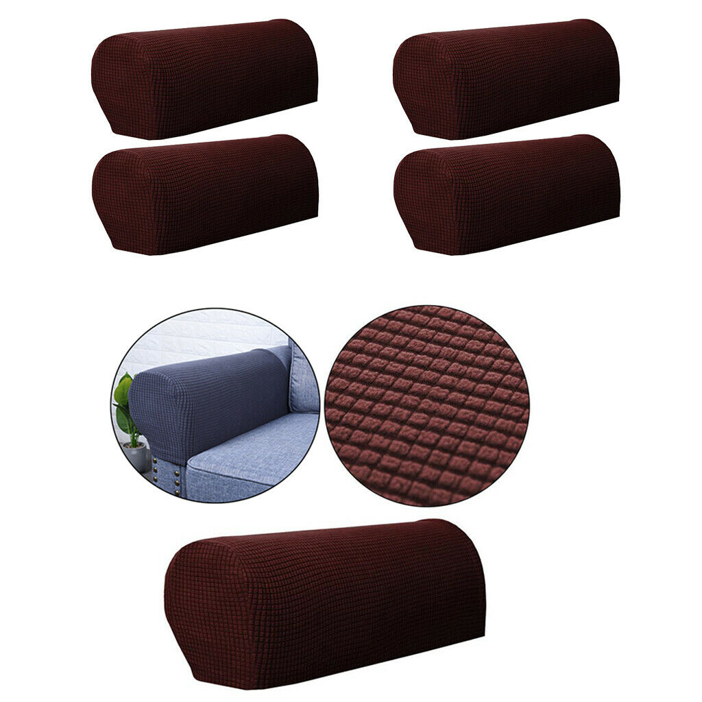 2 Pairs Stretch Sofa Cover, High Elastic Polyester Sofa Cover / Dark Coffee