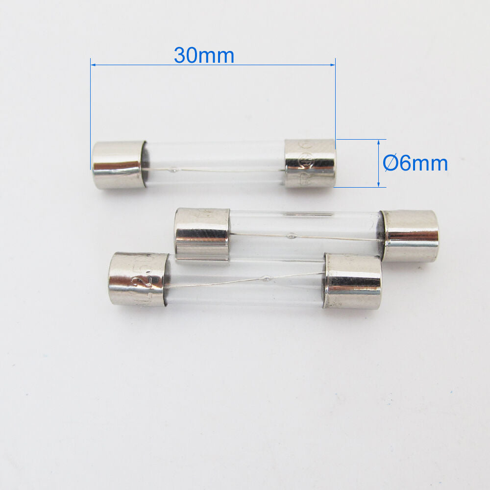 50Pcs 6x30 Slow Blow Time Delay Glass Fuse 6mm x 30mm 250V T6A Slow Blow fuse