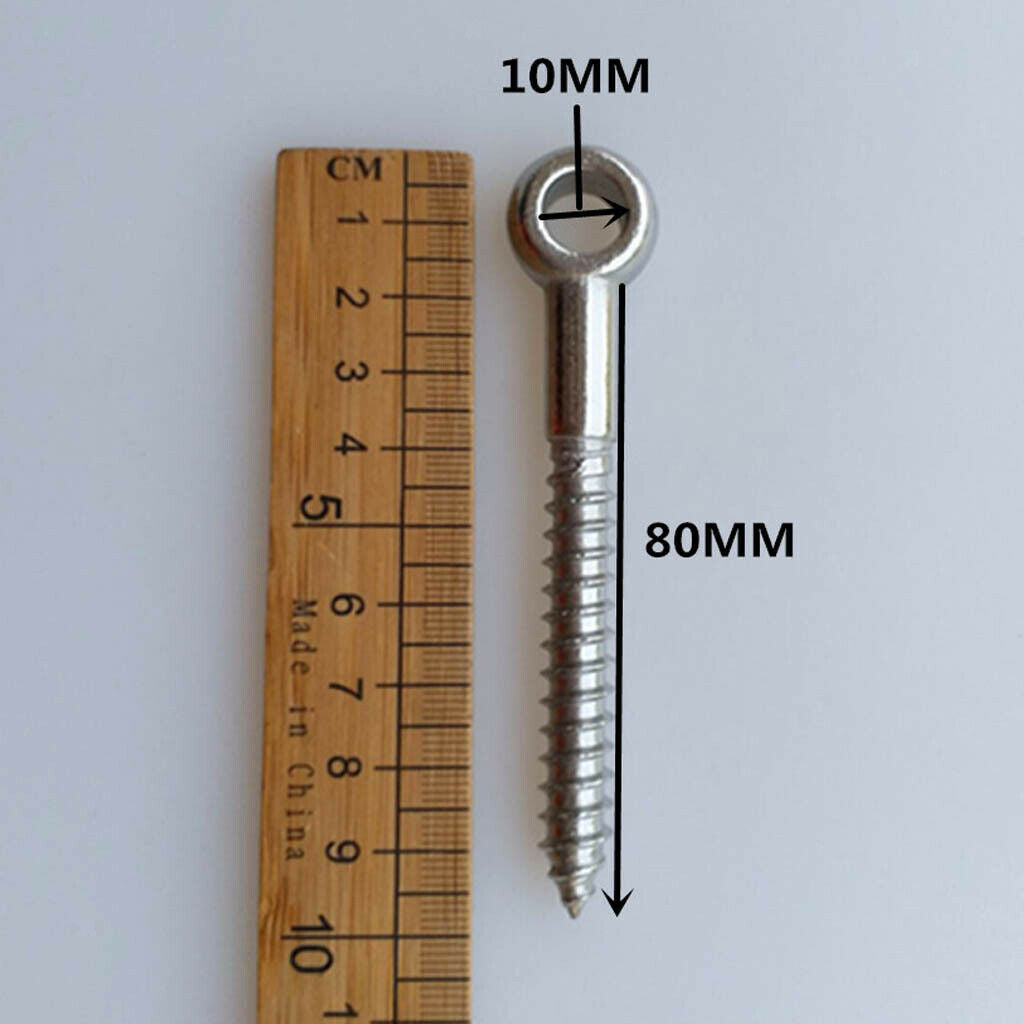 3x Stainless Steel Screw Bolts Made of Stainless Steel 316 Eyelet Hooks with