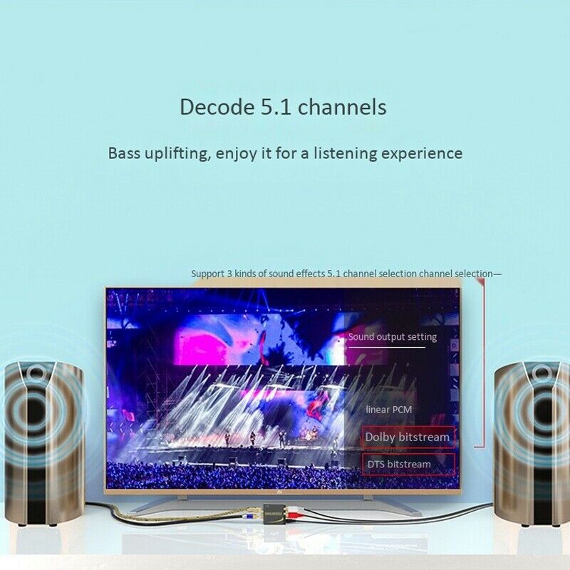 Digital Optical Coaxial Audio Converter 5.1 Channel Decoder Spdif Audio ConverO1