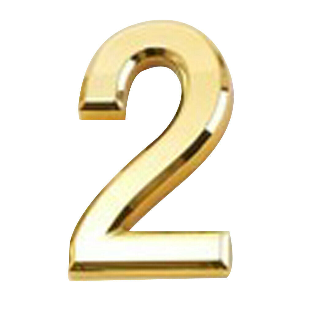 2x ABS Plastic Golden Self- Adhesive Door Number House Address Door Sign 2 5