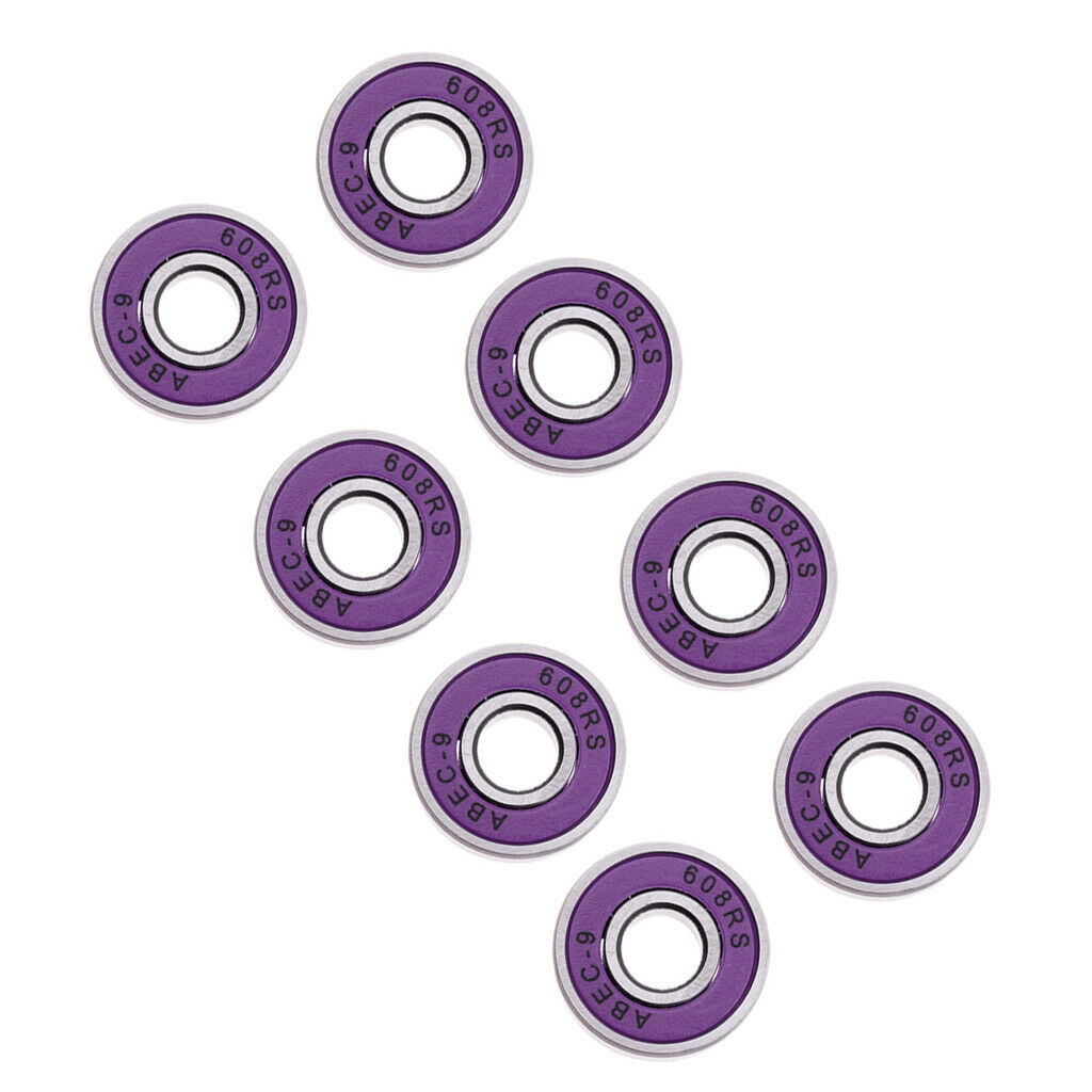 8 Pcs ABEC 9 Bearings High Roller Skate Scooter Skateboard Wheel Purple