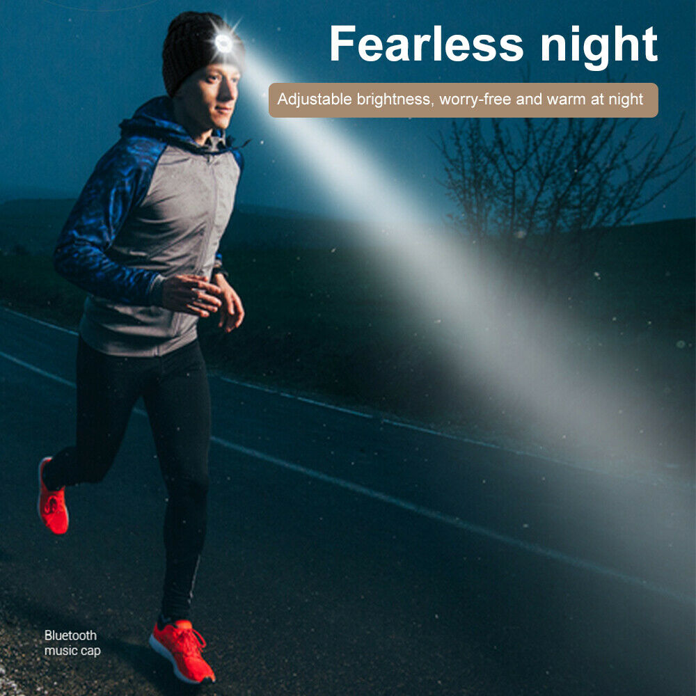 LED Head Torch Warm Beanie Hat Light Outdoor Battery/Rechargeable Headlight Lamp