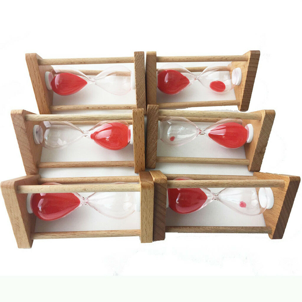 Wooden Frame Sandglass Hourglass Sand Timer Clock Home - Red Sand
