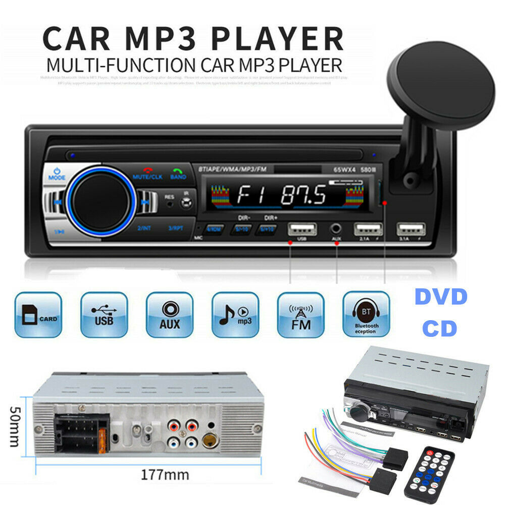 Single Din Car 4 Channel Bluetooth MP3 Music Player Card Radio USB Flash Disk