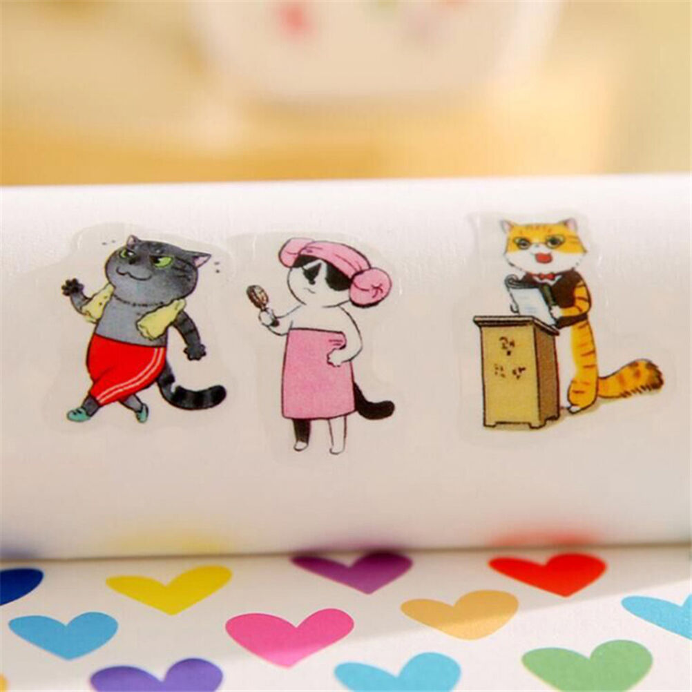 6 Pcs/Pack Korea Transparent Pvc Stickers Cute Cat Diary Photo Album Stic.l8