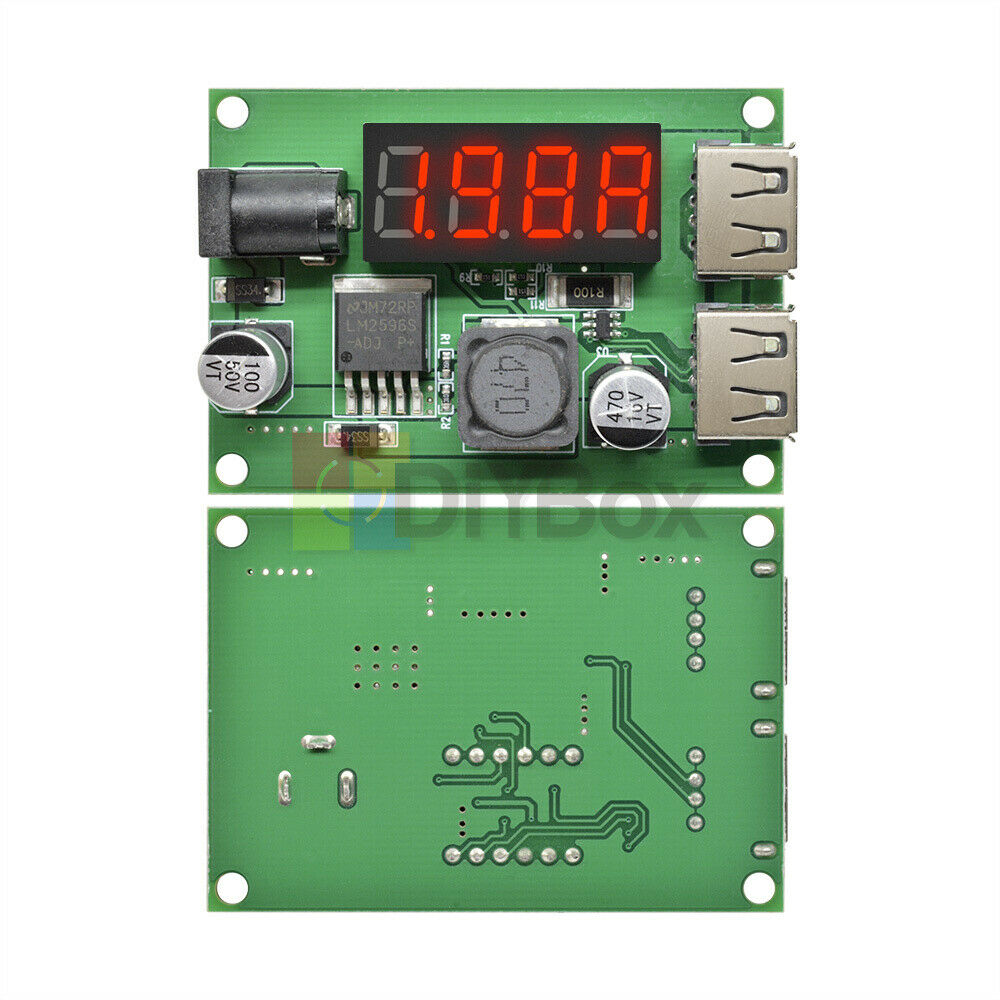 DC-DC 12V/24V/36V to 5V 3A Dual USB Step Down Buck Converter Voltmeter For Car