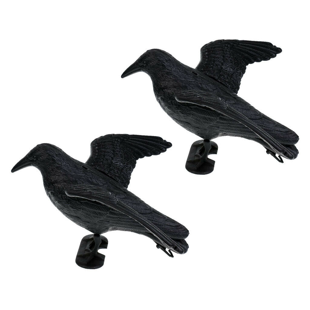 1 Pair Realistic Full Body Crow Raven Hunting Decoy Scarer Greenhand Gear