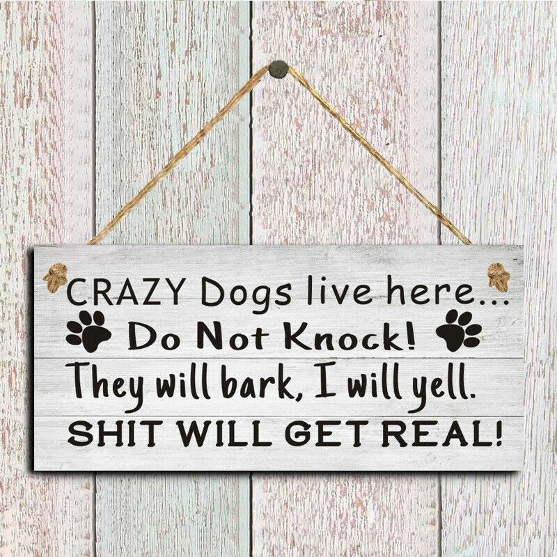 Dog Signs Wooden Hanging Plaque Gift Dog Lover Home Outdoor Decor 3.9"×7..l8