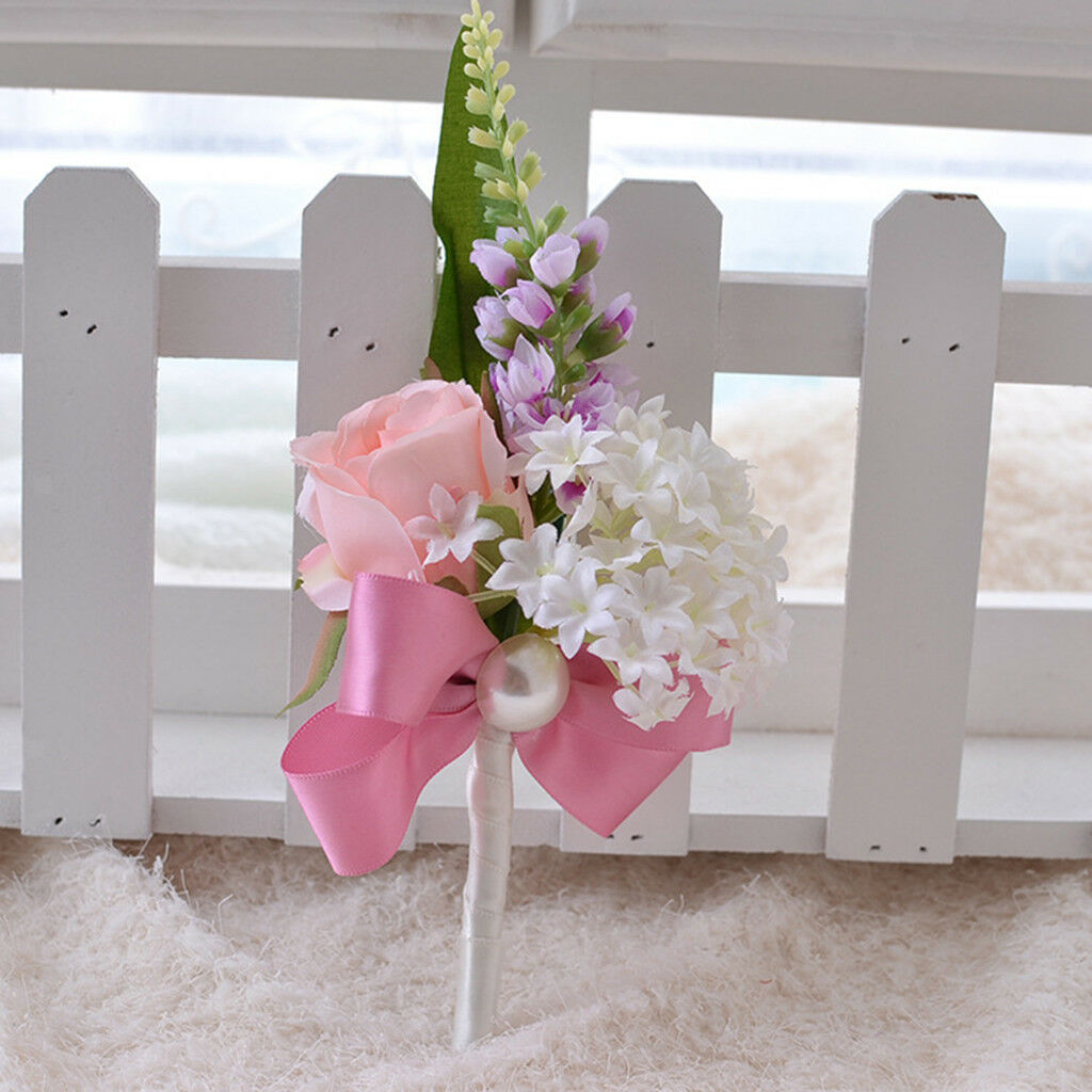 Wedding Artificial Silk Carnation Flowers Pin Bridal Grooms Corsage Brooch