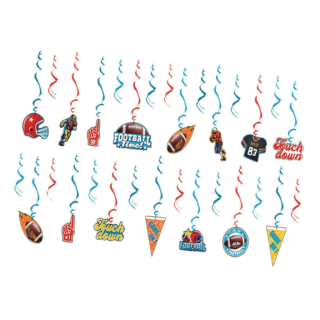 Pack of 30pcs Football Hanging Swirls Decorations Kit Sports Games Day Birthday