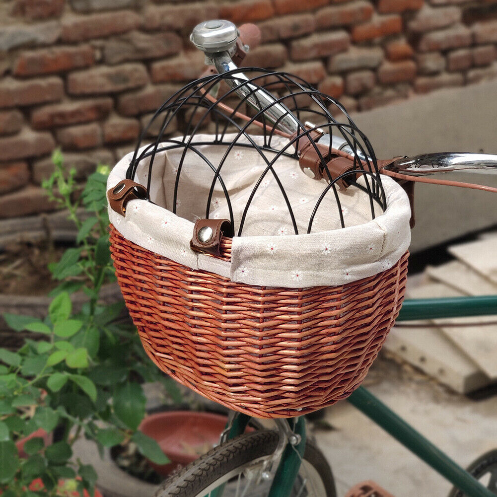 Cat Dog Bicycle Storage Basket Handwoven Pet Seat Front Handlebars Carrier