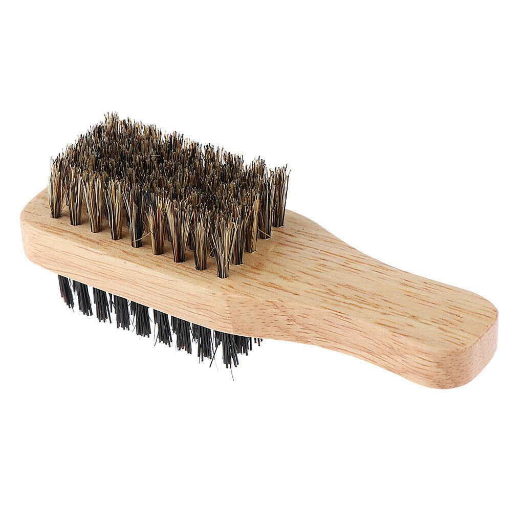 2x Dual Sides Bristles Beard Mustache Cleaning Styling Brush w/ Wood Handle