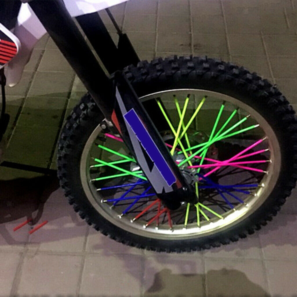 72 Pieces Universal Motorbike Wheel Rim Spoke Wraps Skins Cover Yellow