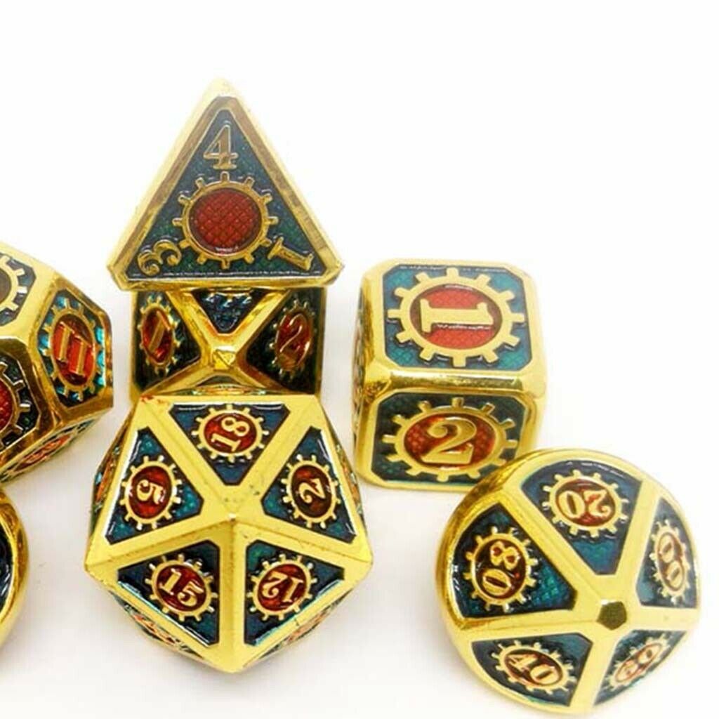 7x Polyhedral Multi-sided Zinc Alloy for DnD D&D Pathfinder Board Games 20