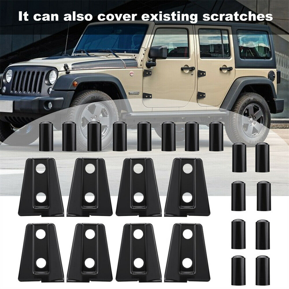 Black Car Door Hinge Panel Protector Cover Trim For Jeep Wrangler JK J2007-2018
