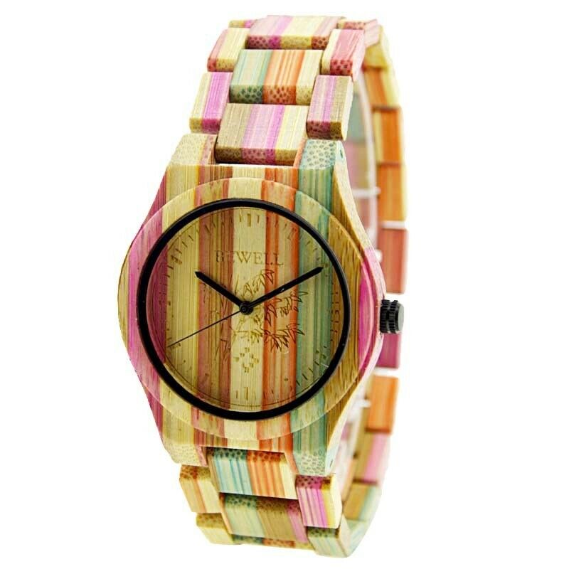 Bewell Handmade Colorful Bamboo Wood Watch Quartz Fashion WristWatch #1