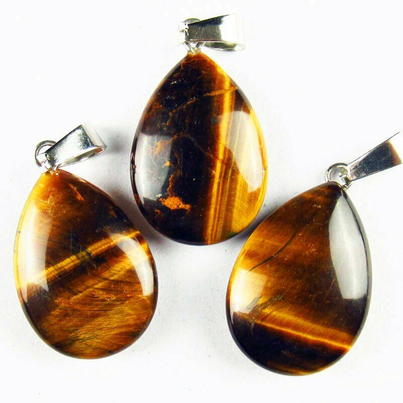 10pcs 27x16x6mm Natural Yellow Tiger Eye Gem Teardrop 32g Pendant Bead A-130SK
