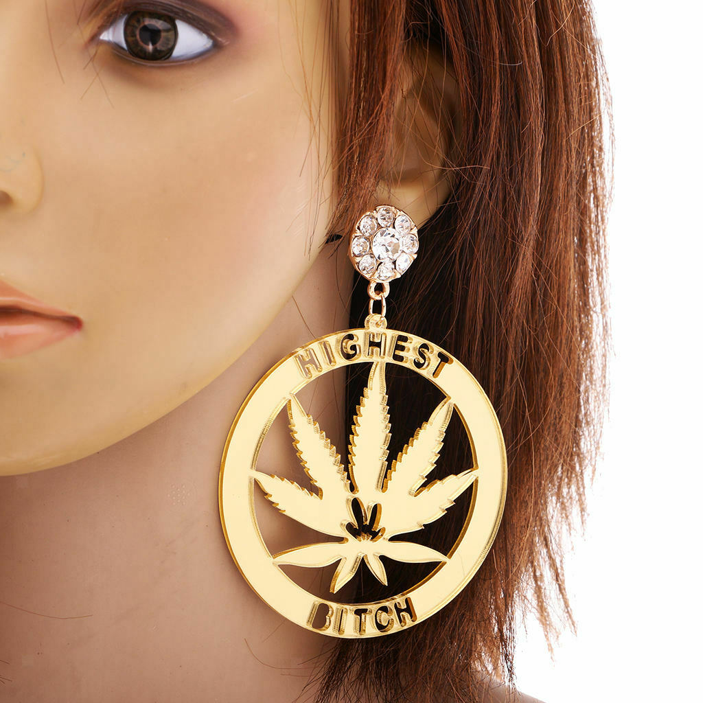 Punk Round Leaf Earrings Acrylic Ear Studs Women Statement Party Jewelry