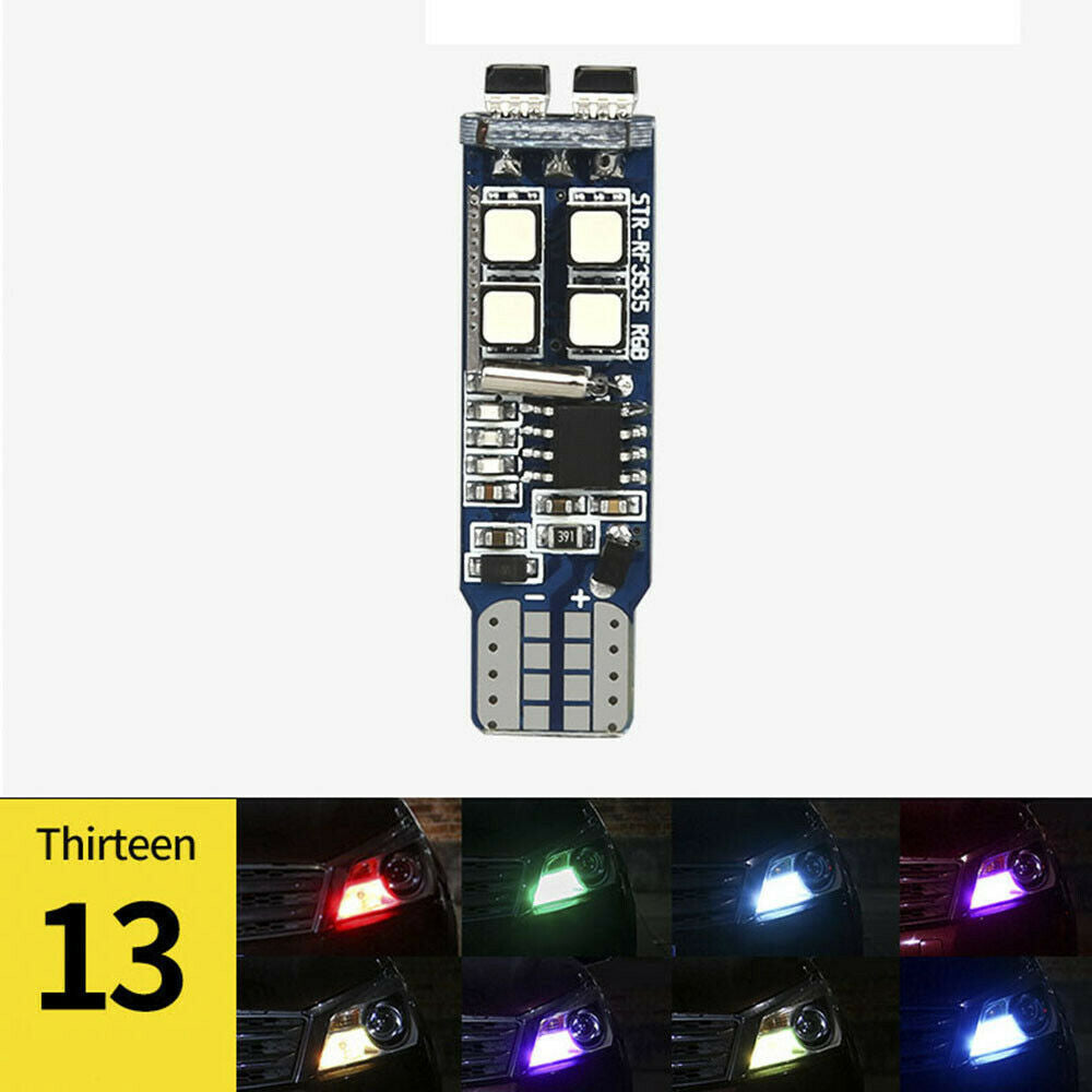 Multicolor RGB LED Bulb With RF Remote Control For Car Parking Light T10 168 194