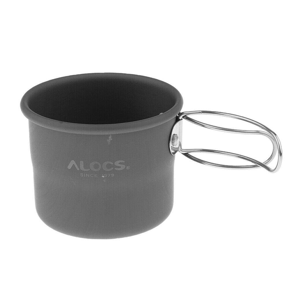 2X Outdoor Camping Portable Aluminum Alloy Cup Coffee Mug w/ Folding Handle