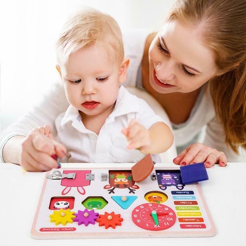 Montessori Improve Intelligence Locks&Latches Activity Board for Kids Boys