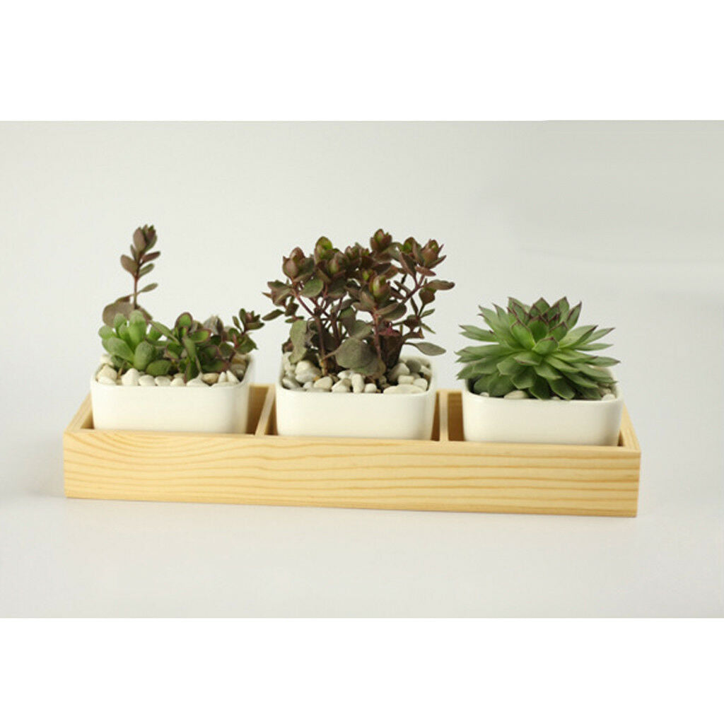 Wood 3-Grid Flower Pot Succulent Planter Plant Box Holder Garden Container#1