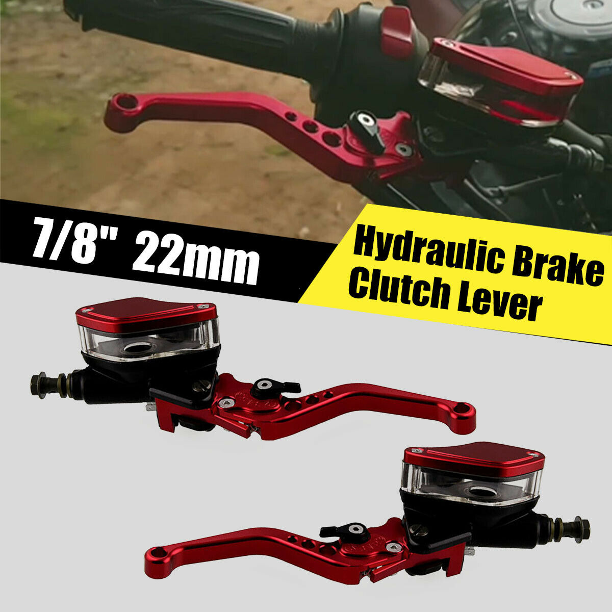 Red 7/8" 22mm Handlebar Control Brake Master Cylinder Hydraulic Clutch Lever