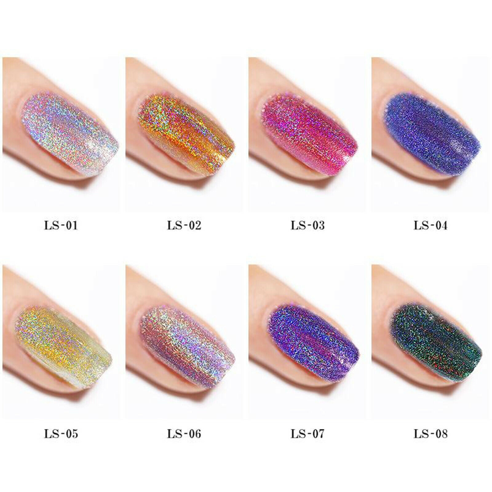Holographic Powder Sequins Glitter Nail Art Polish Tips Decoration 7ml LS05