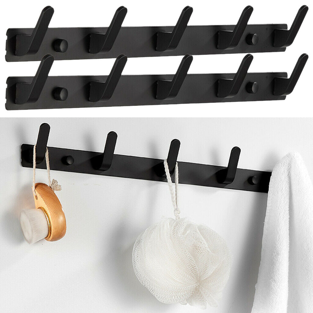Metal Coat Rack Hanger for Hat Towel Purse Robes Backpack Entryway Black
