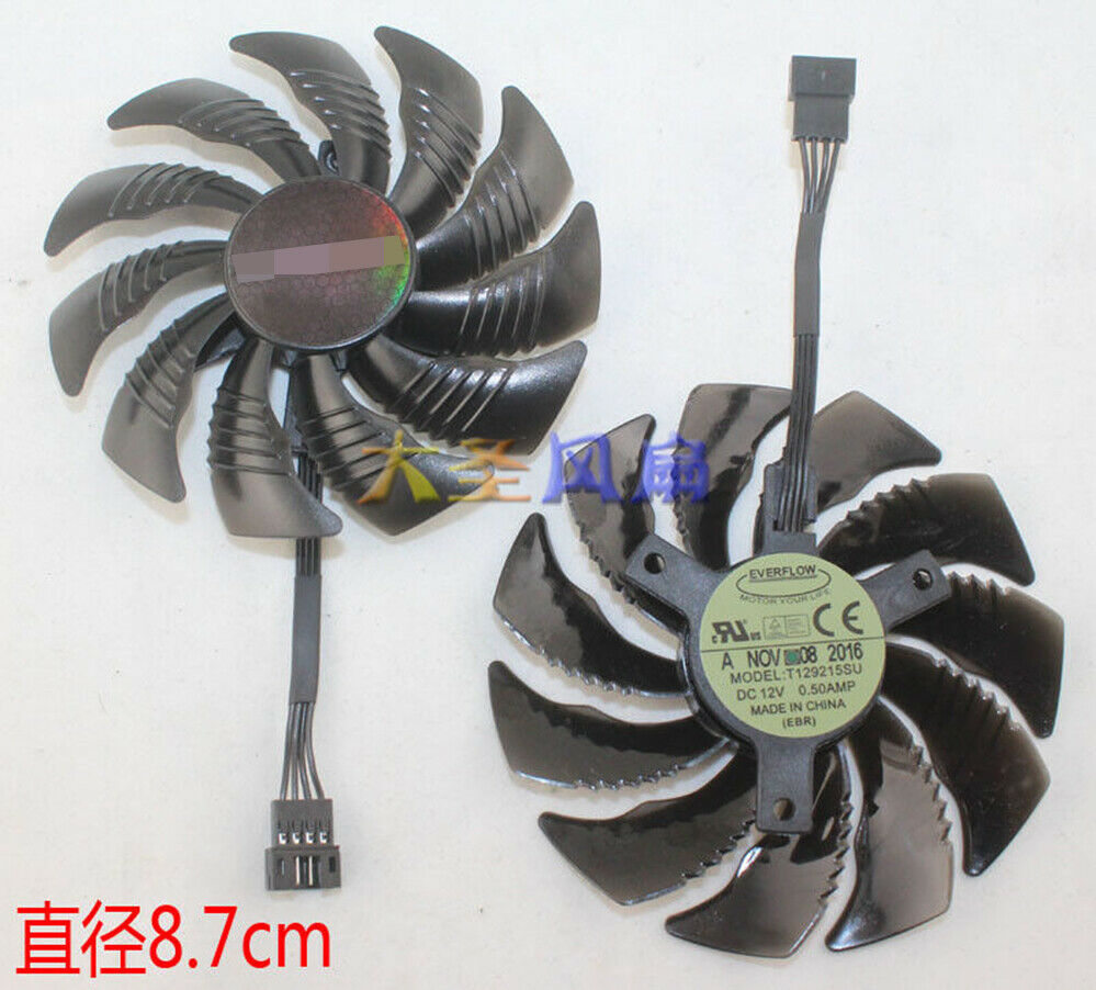 1pcs For Gigabyte GTX1060 GTX1070 Cooling fan T129215SU Φ87mm