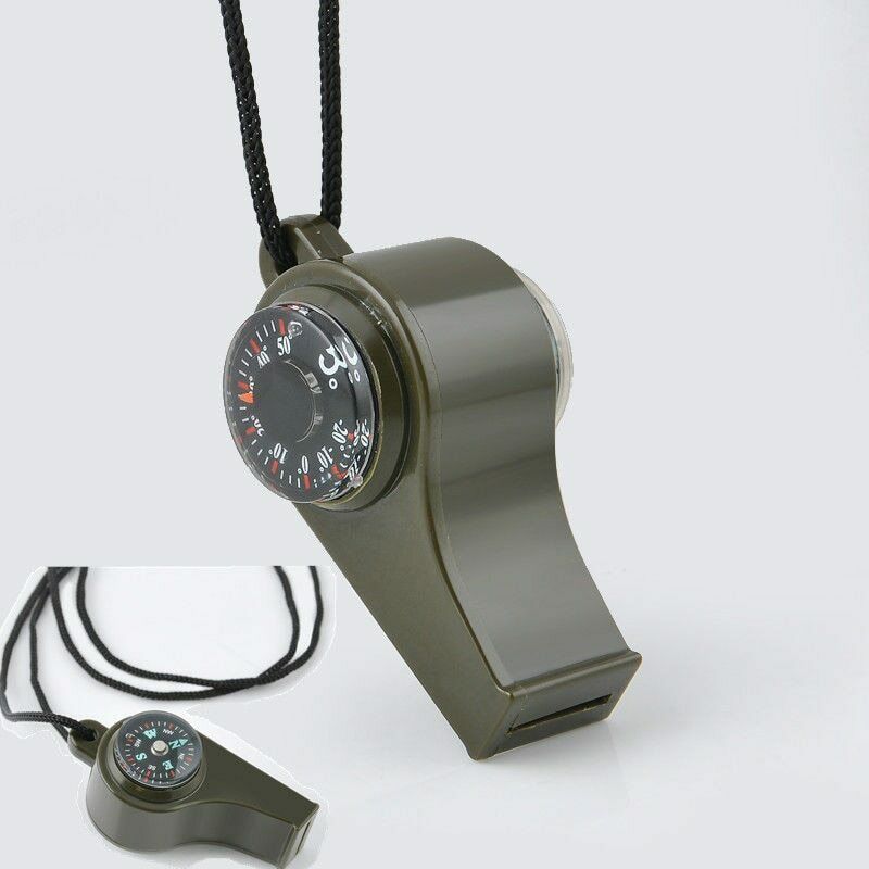 Whistle Compass Thermometer 3 In 1 Multi-Functional  Emergency Safety Tools
