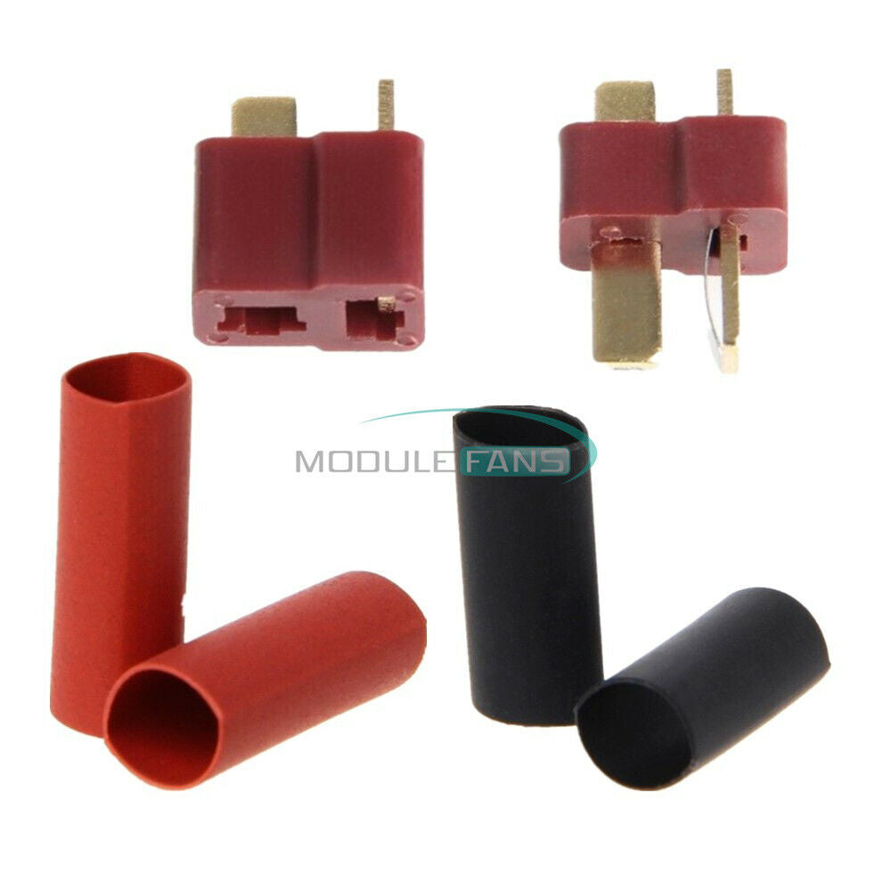 Ultra T-Plug Connectors 10 Pairs Deans Style Male Female with 20pcs Shrink Tube
