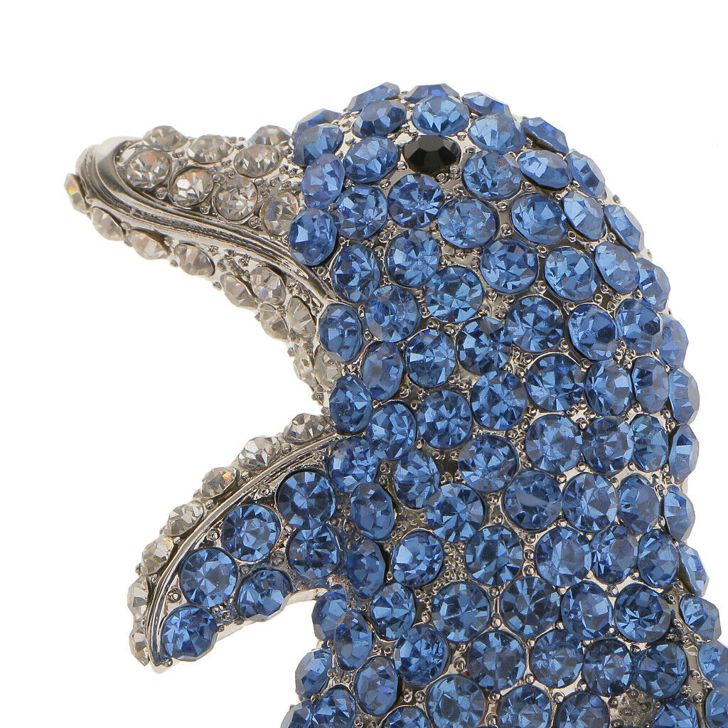 Fashion Crystal Rhinestone Dolphin Design Brooch Pin Women Animal Jewelry