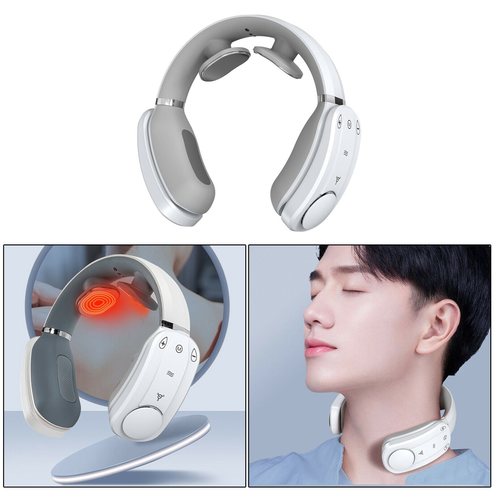 Neck Fan Cooling Heater Heating Massager for Muscle Relax Air Conditioner