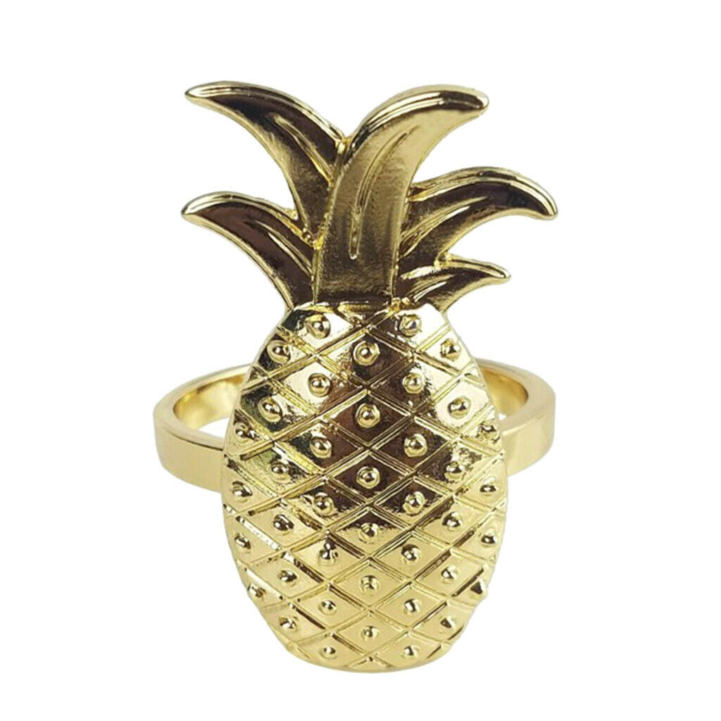 2Pcs Aluminium Fruit Shape Pineapple Dinner Napkin Rings Holders For Hotel