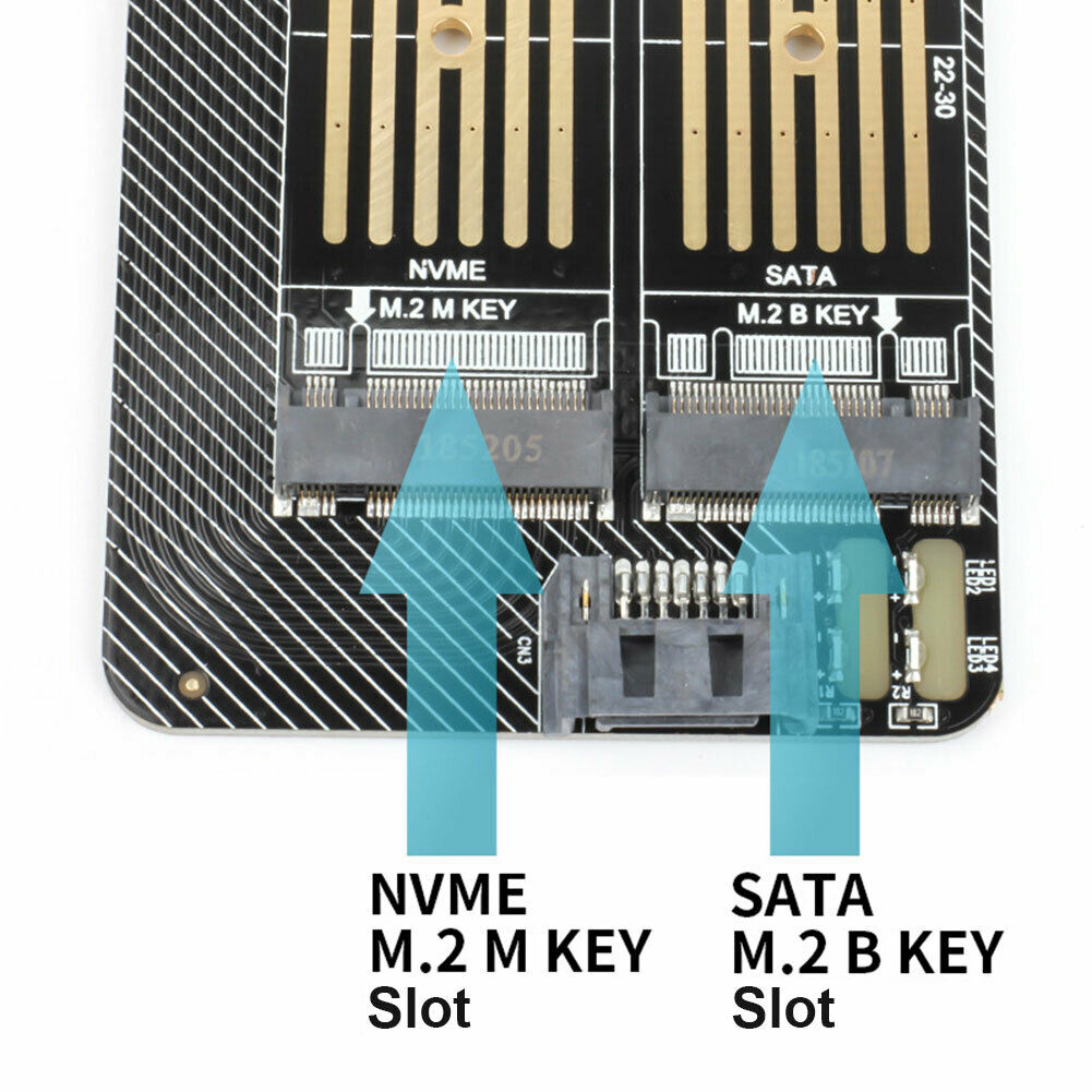Dual M.2 PCIe Adapter PCI-E 3.0 X4 to M.2 M Key + B Key Expansion Card @