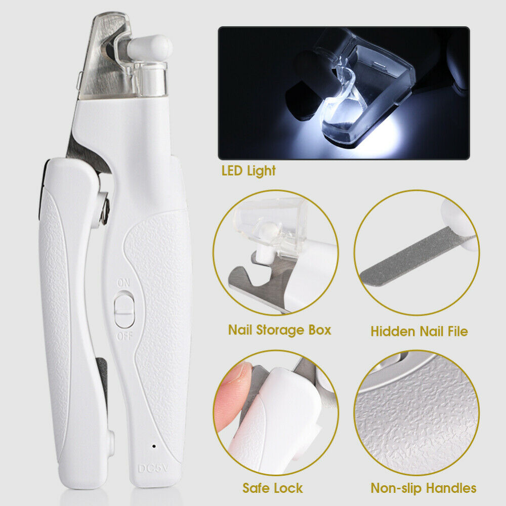 LED Dog Toe Nail Clipper Cutter Set Pet Paws Trimmer with Light Grooming Tool