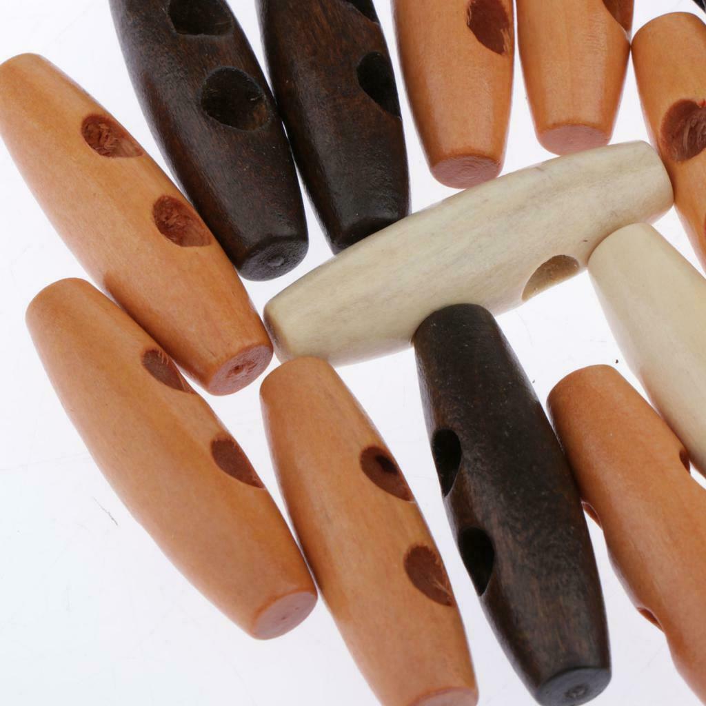 50Pcs 2 Holes Wooden Toggle Buttons 40mm for Clothing Bag Sweater Sewing DIY