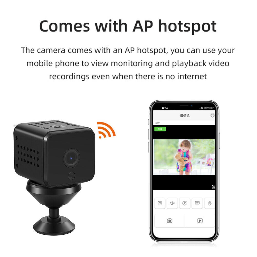 Full HD WiFi IP Camera Mini Nanny Cam Night Vision Security Camera +2GB TF Card