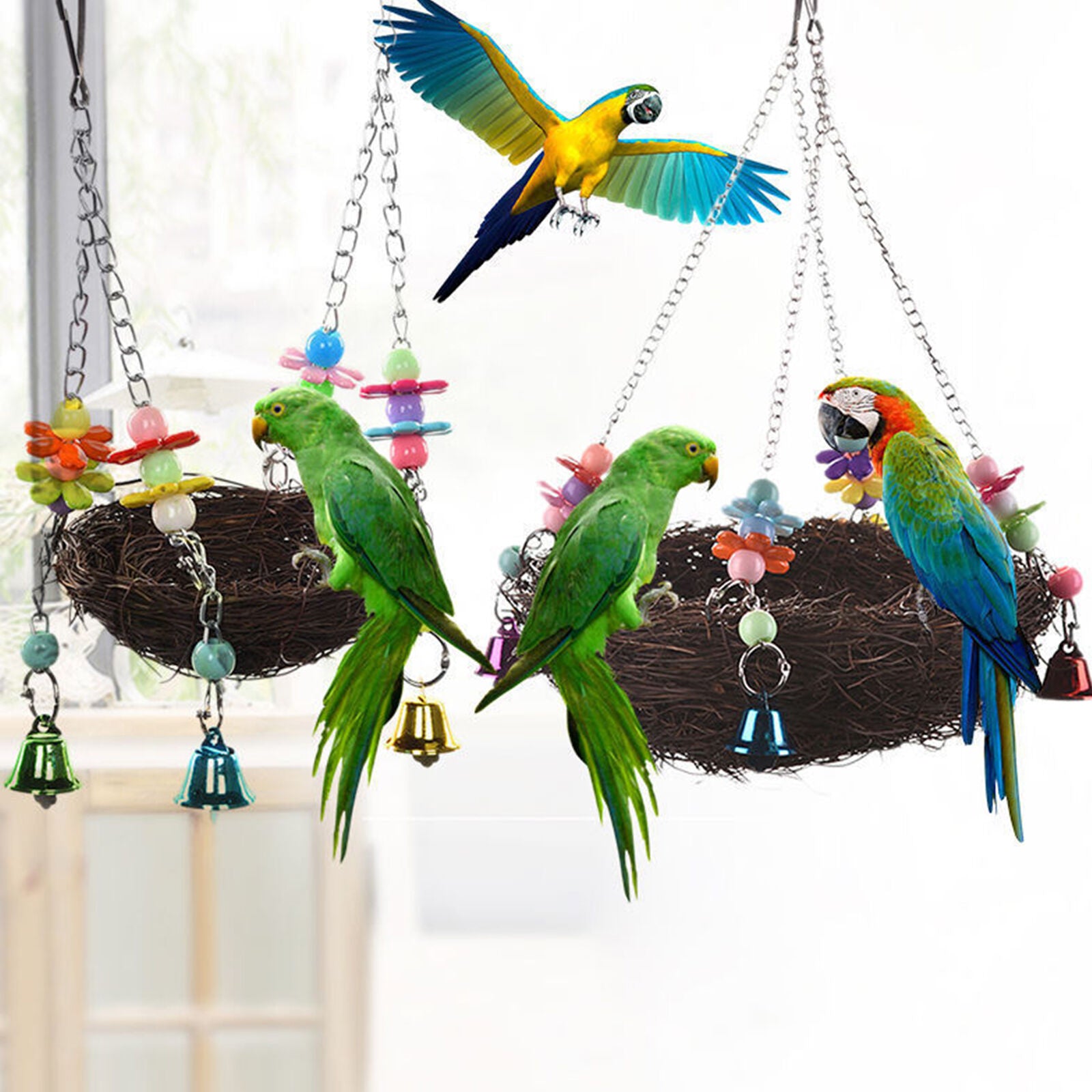 Parrot Bird Swing Hanging Chew Toys Parakeet Budgie Cockatiel Nest Hammock Gift
